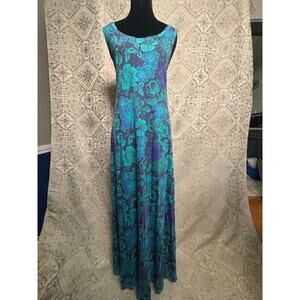 Soft Surroundings Blue Floral Jersey Maxi Dress Size XLarge